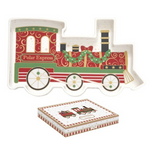 Polar Express karácsonyi porcelán vonat alakú kínáló tálca