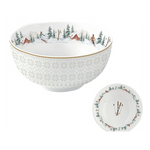 Porcelán karácsonyi tálka 12 cm síelés motívummal