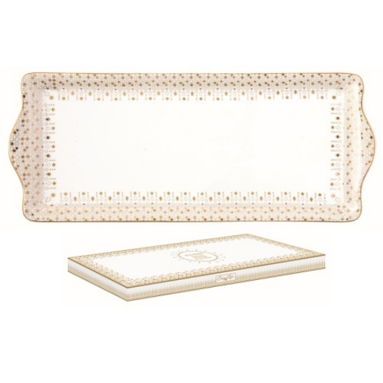 Festive karácsonyi porcelán kínáló tálca díszdobozban