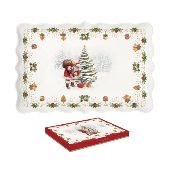 Karácsonyi porcelán kínáló tálca 35x23,5 cm Nostalgic Christmas Time