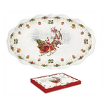 Karácsonyi porcelán ovális kínáló tálca Nostalgic Christmas Time