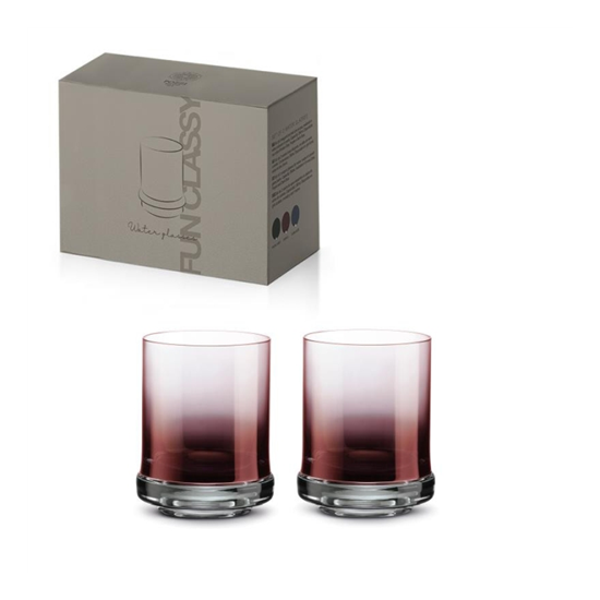 Színes lila üvegből készült pohár díszdobozban