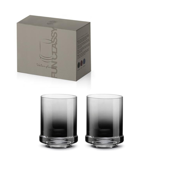 Pohár színes füstös szürke üvegből díszdobozban 2 db