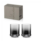 Pohár színes füstös szürke üvegből díszdobozban 2 db
