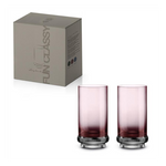 Színes lila üvegből készült long drink pohár díszdobozban 2 db szett