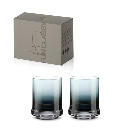 Pohár színes kék üvegből díszdobozban 2 db