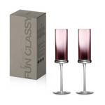 Flőte pezsgőspohár színes lila üvegből díszdobozban