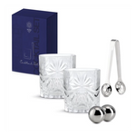 Whisky kínáló szett 2 db pohár fém hűtőgolyó jégcsipesz