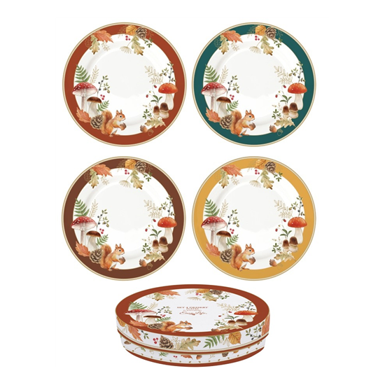 Őszi mintás porcelán desszertes tányérszett 4 db-os 19 cm dobozban Autumn Breeze