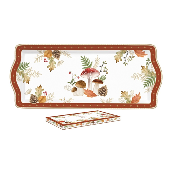 Őszi mintás porcelán asztali kínáló tálca 35x15 cm Autumn Breeze