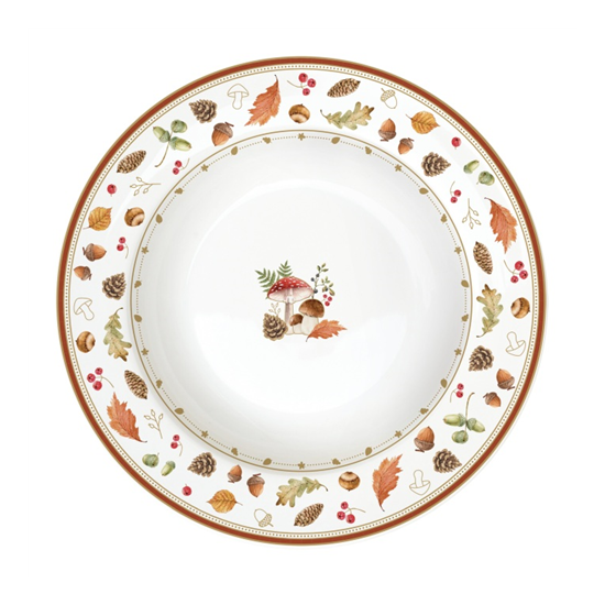 Őszi mintás porcelán mélytányér 21,5 cm Autumn Breeze