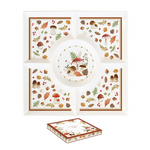 Őszi mintás porcelán asztali kínáló tálca 25x25 cm Autumn Breeze