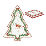 Karácsonyi porcelán fenyőtálca 20,5x25,5 cm díszdobozban Magie de Noel