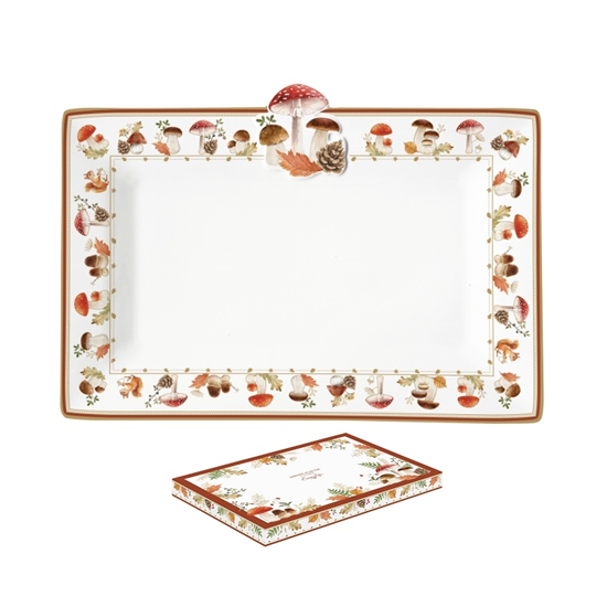 Őszi mintás porcelán asztali kínáló tálca 35x25 cm Autumn Breeze