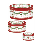 Karácsonyi fémdoboz 3 db-os szett kerek Magie de Noel