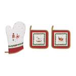 Karácsonyi pamut edényalátét 2 db és edényfogó kesztyű szett Magie de Noel