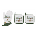Karácsonyi pamut edényalátét 2 db és edényfogó kesztyű 1 db szett White Forest