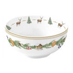 Karácsonyi porcelán szarvas mintás tálka 12 cm White Forest