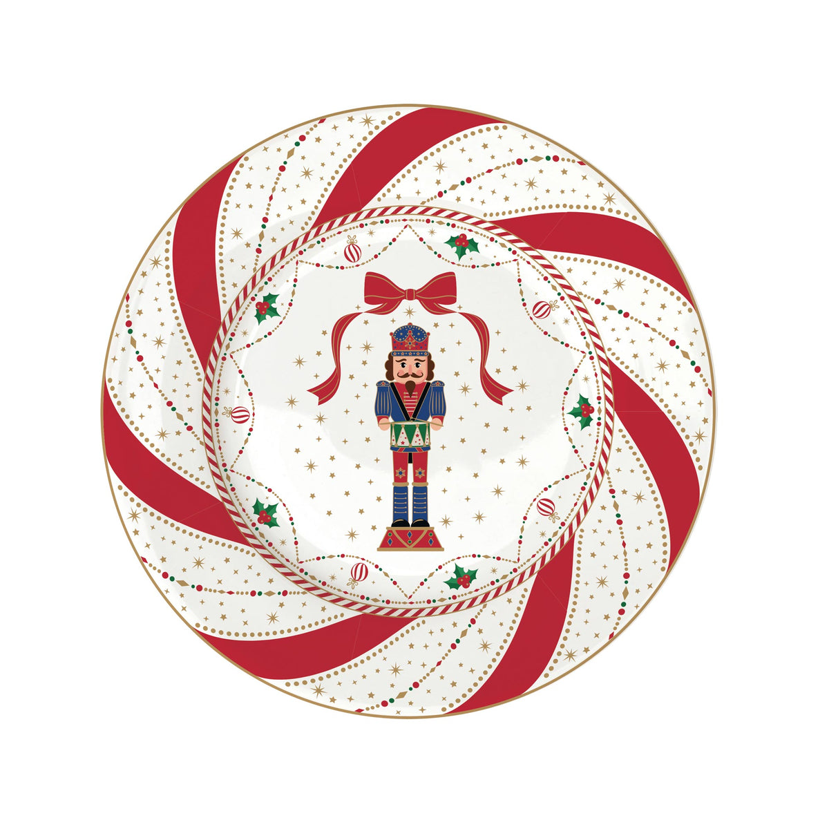 Karácsonyi diótörő porcelán desszertes tányér 4 db szett Nutracker Twist