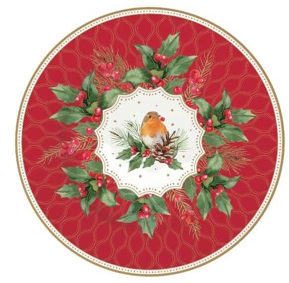 Porcelán karácsonyi desszertes tányér 4db díszdobozban Christmas Berries