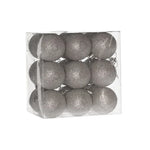 Karácsonyfagömb dobozban, glitteres 5 cm (18 db-os szett) – ezüst, glitteres, műanyag