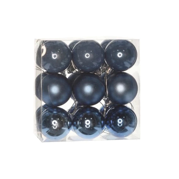 Karácsonyfagömb dobozban 5 cm 3 féle (18 db-os szett) – kék, műanyag