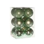 Karácsonyfagömb dobozban 6 cm 3 féle (12 db-os szett) – menta, műanyag