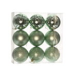 Karácsonyfagömb dobozban 8 cm 3 féle (9 db-os szett) – menta, műanyag
