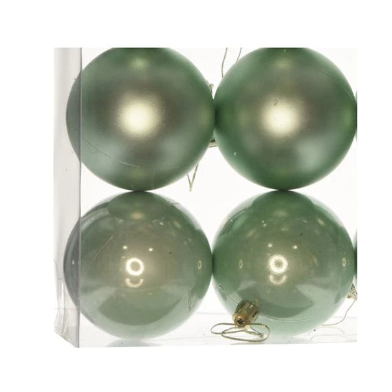 Karácsonyfagömb dobozban 10 cm 3 féle (4 db-os szett) – menta, műanyag