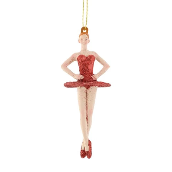 Karácsonyfadísz – balerina akasztós 4,5x3,8x11,9 cm – piros