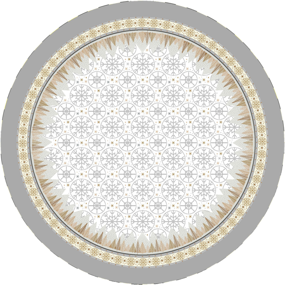 Karácsonyi asztalterítő – Modern karácsony minta, Ø 160 cm, gobelin, arany lurex