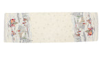 Karácsonyi asztali futó – Havas reggel, karácsonyi mintás asztali futó, 44×140 cm, gobelin, ezüst lurex