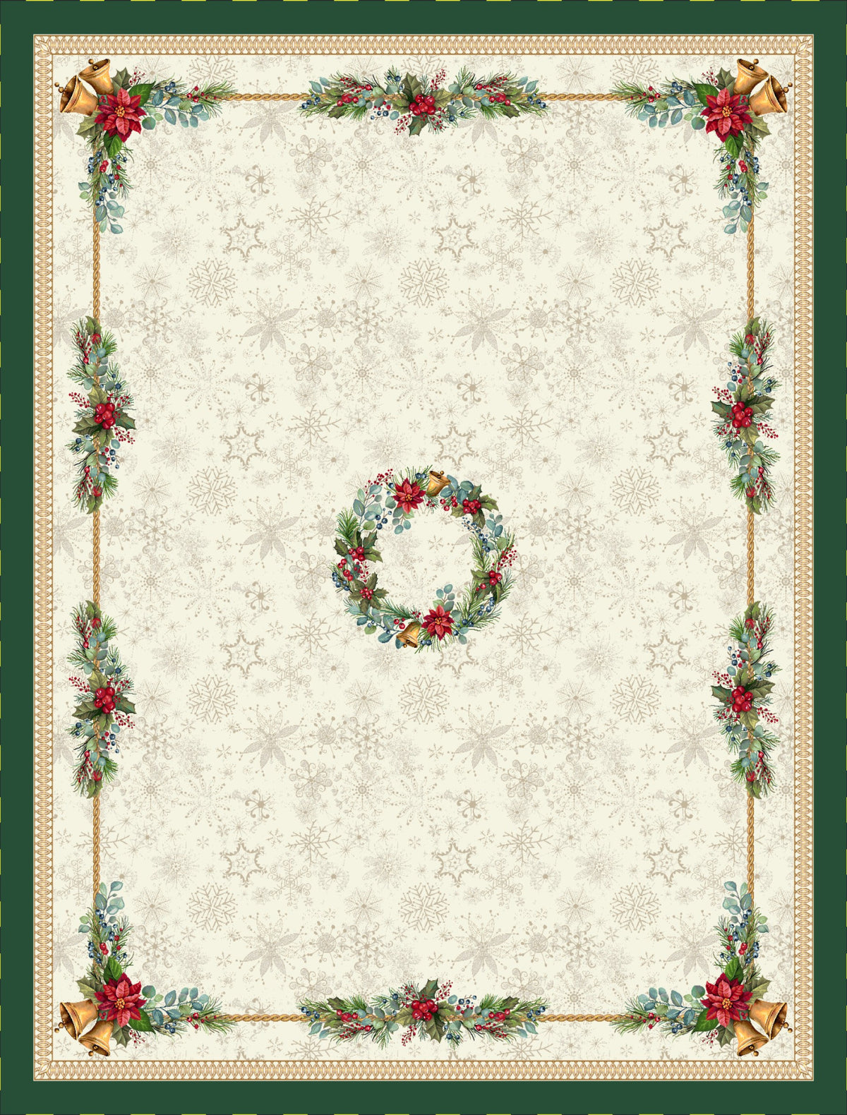 Karácsonyi asztalterítő – Bells csengős minta, 137×180 cm, gobelin, arany lurex