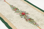 Karácsonyi asztali futó – Bells csengős, ünnepi mintás asztali futó, 37×100 cm, gobelin, arany lurex