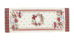 Karácsonyi asztali futó – Ünnepi sütis mintás asztali futó, 44×140 cm, gobelin, ezüst lurex