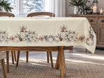 Karácsonyi asztalterítő – Arany lámpás minta, 137×240 cm, gobelin, ezüst lurex