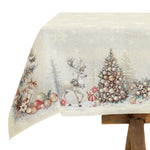 Karácsonyi asztalterítő – Golden deer arany szarvasos minta, 137×180 cm, gobelin, ezüst lurex