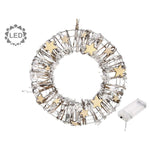 Karácsonyi koszorú csillaggal havas LED-es 35 cm