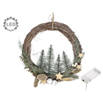 Karácsonyi koszorú fenyővel tobozzal LED-es 30 cm