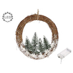 Karácsonyi koszorú fenyővel havas LED-es 30 cm