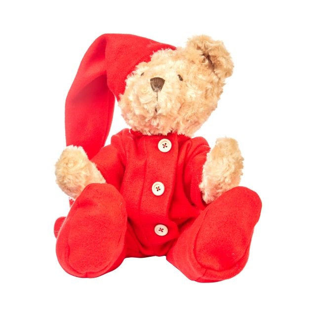 Karácsonyi Maci piros pizsamában 40 cm