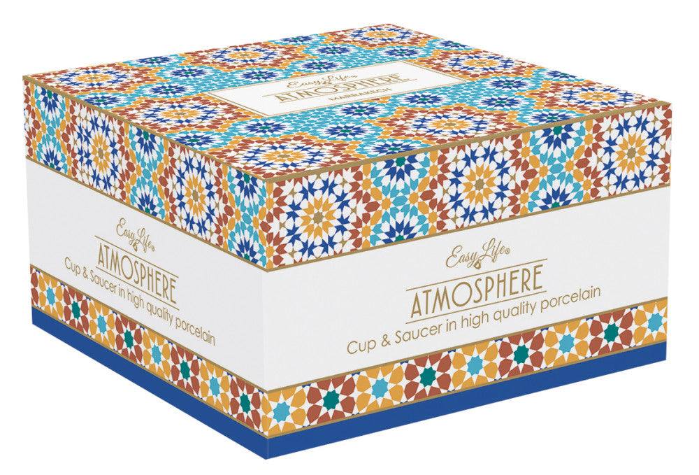 Porcelán nagy reggeliző csésze aljjal díszdobozban Coffee Mania Marrekech