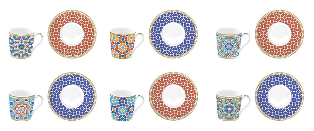 Porcelán eszpresszó kávés csésze 6 személyes szett Coffee Mania Marrekech