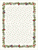 Karácsonyi asztalterítő – Kismadarak fenyőágon minta, 137×240 cm, gobelin, lurex nélkül