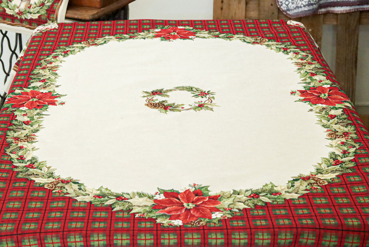 Karácsonyi asztalterítő – Harmony szarvasos minta, 137×180 cm, gobelin, lurex nélkül