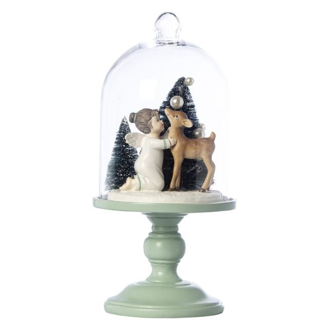 Üvegbúra karácsonyi jelenettel LED-es 30,5 cm