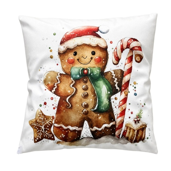 Karácsonyi díszpárna töltelékkel 45×45 cm, poliészter, Gingerbread Man