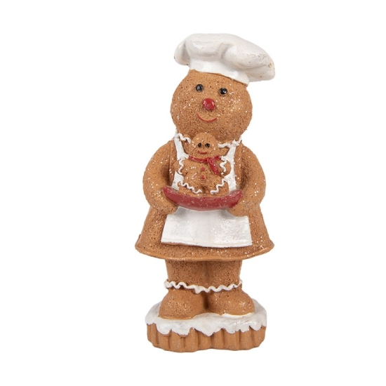 Karácsonyi mézeskalács figura kismézivel, 7×6×15 cm, műanyag dekorfigura