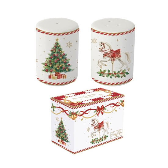 Karácsonyi porcelán só-borsszóró szett 7 cm díszdobozban Christmas Tale