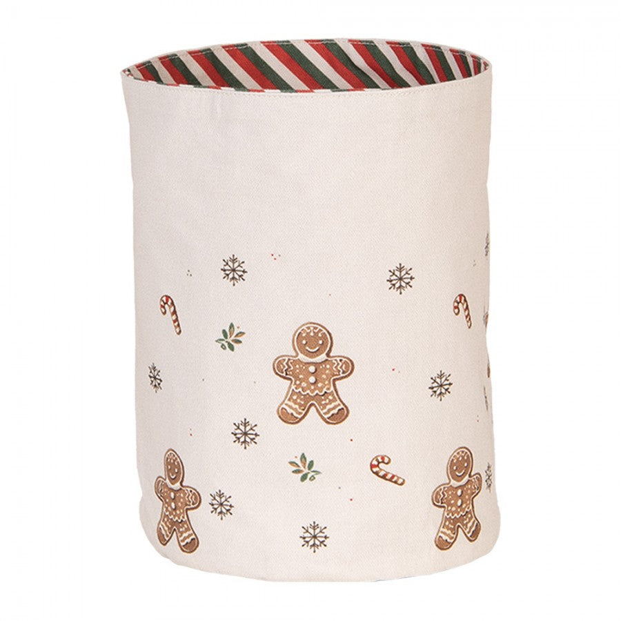 Mézeskalács babás karácsonyi pamut kenyérkosár 15x16 cm